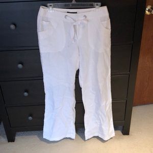 White flare pants